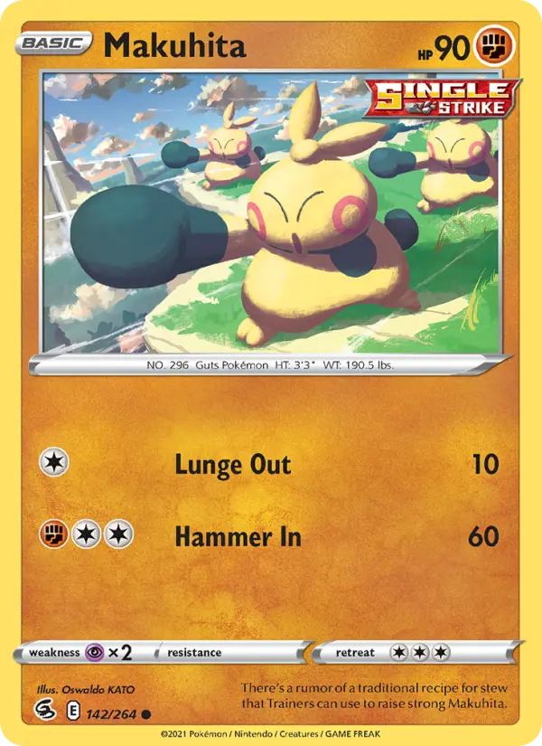 Makuhita Common Pokemon card #142 from Fusion Strike