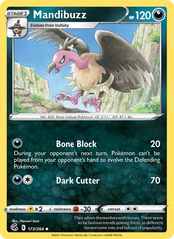 Mandibuzz Uncommon Pokemon card #173 from Fusion Strike