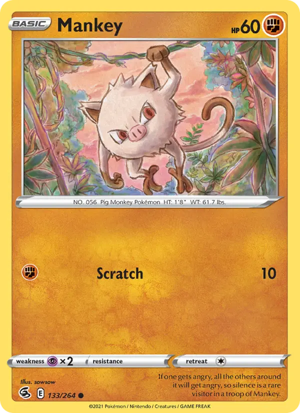 Mankey Common Pokemon card #133 from Fusion Strike