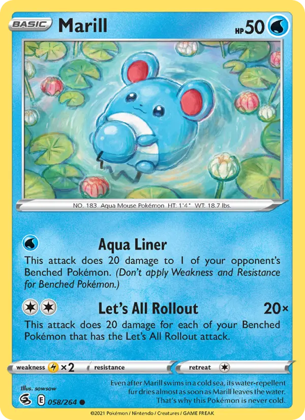 Marill Common Pokemon card #58 from Fusion Strike