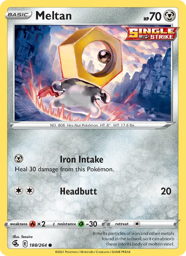 Meltan Common Pokemon card #188 from Fusion Strike