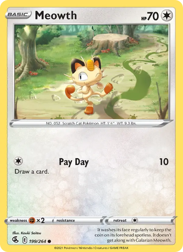 Meowth Common Pokemon card #199 from Fusion Strike
