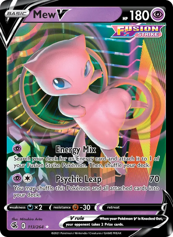 Mew V Holo Rare V Pokemon card #113 from Fusion Strike