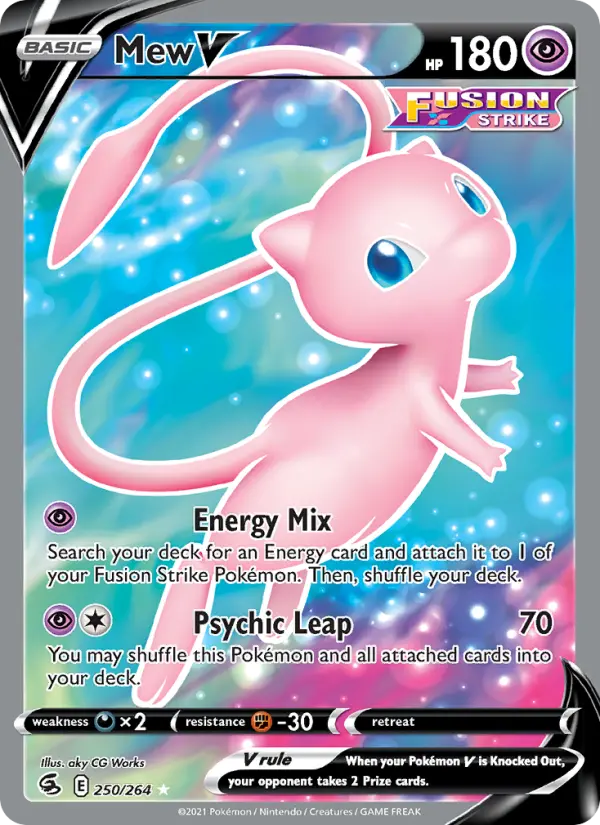 Mew V Ultra Rare Pokemon card #250 from Fusion Strike