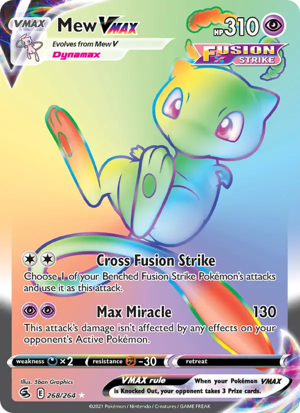 Mew VMAX Secret Rare Pokemon card #268 from Fusion Strike