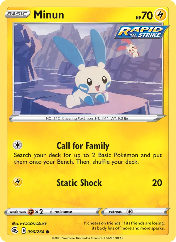 Minun Common Pokemon card #90 from Fusion Strike