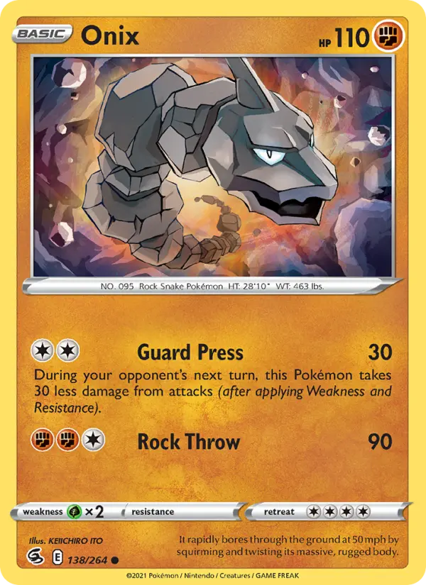 Onix Common Pokemon card #138 from Fusion Strike