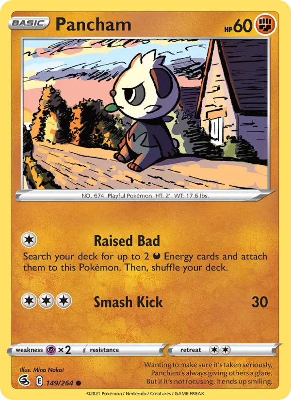 Pancham Common Pokemon card #149 from Fusion Strike