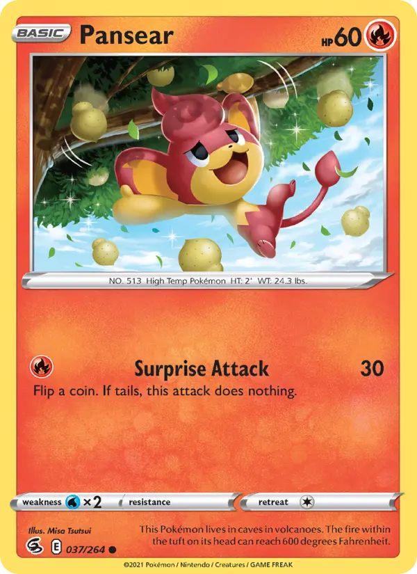 Pansear Common Pokemon card #37 from Fusion Strike