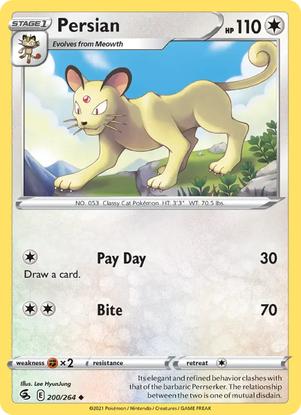 Persian Uncommon Pokemon card #200 from Fusion Strike
