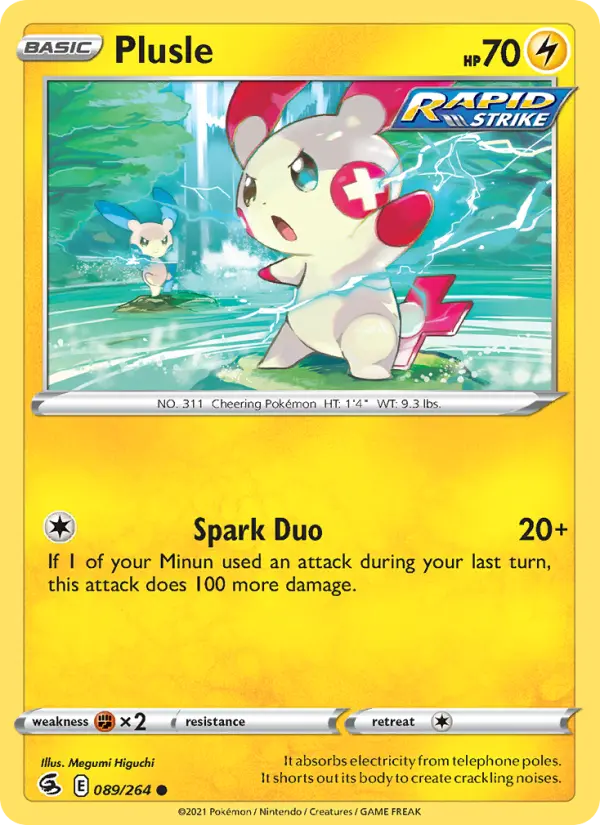 Plusle Common Pokemon card #89 from Fusion Strike