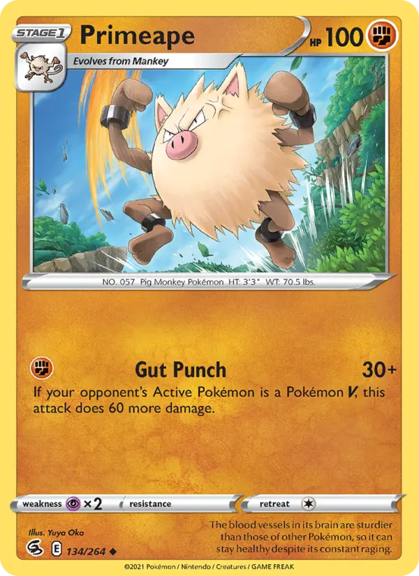Primeape Uncommon Pokemon card #134 from Fusion Strike