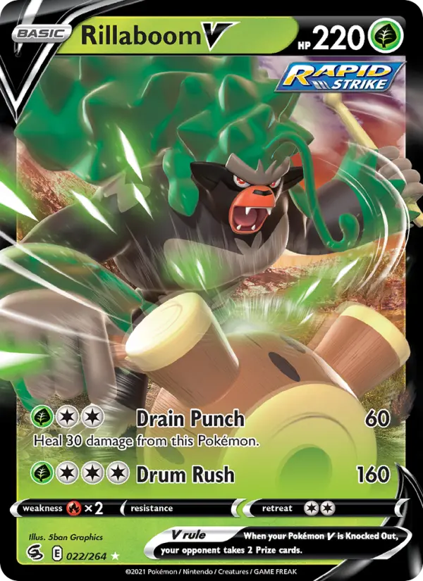 Rillaboom V Holo Rare V Pokemon card #22 from Fusion Strike