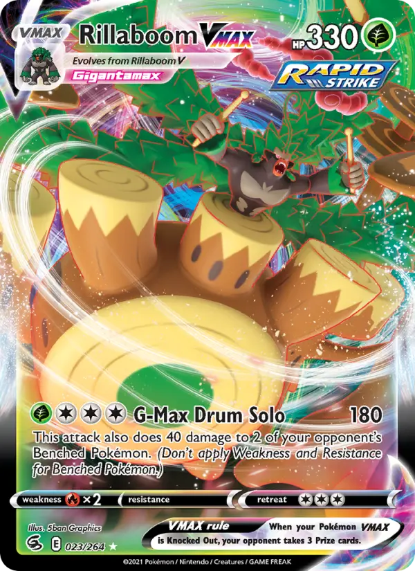 Rillaboom VMAX Holo Rare VMAX Pokemon card #23 from Fusion Strike