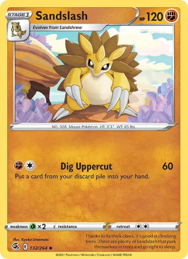 Sandslash Uncommon Pokemon card #132 from Fusion Strike