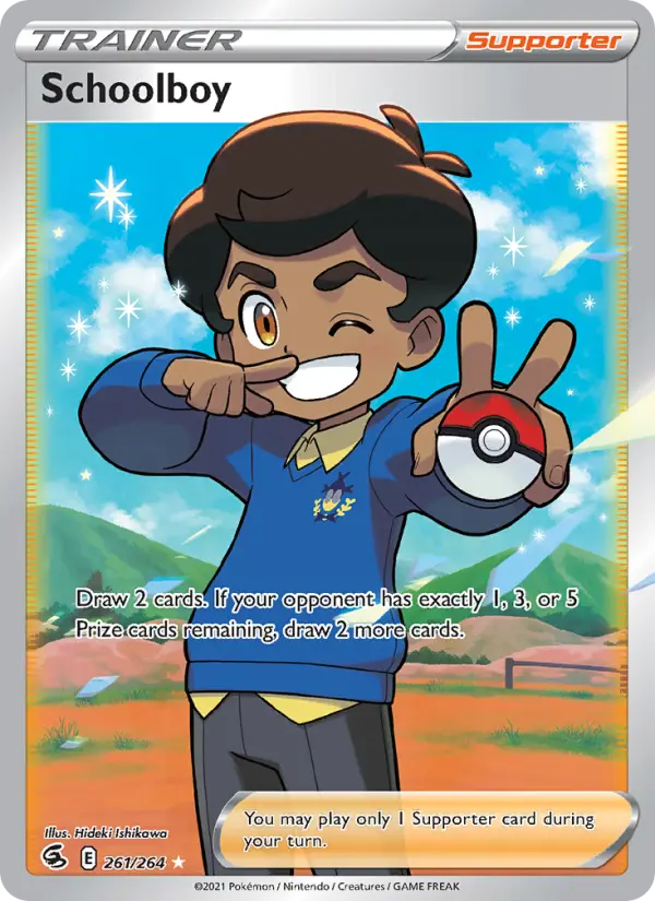 Schoolboy Ultra Rare Pokemon card #261 from Fusion Strike