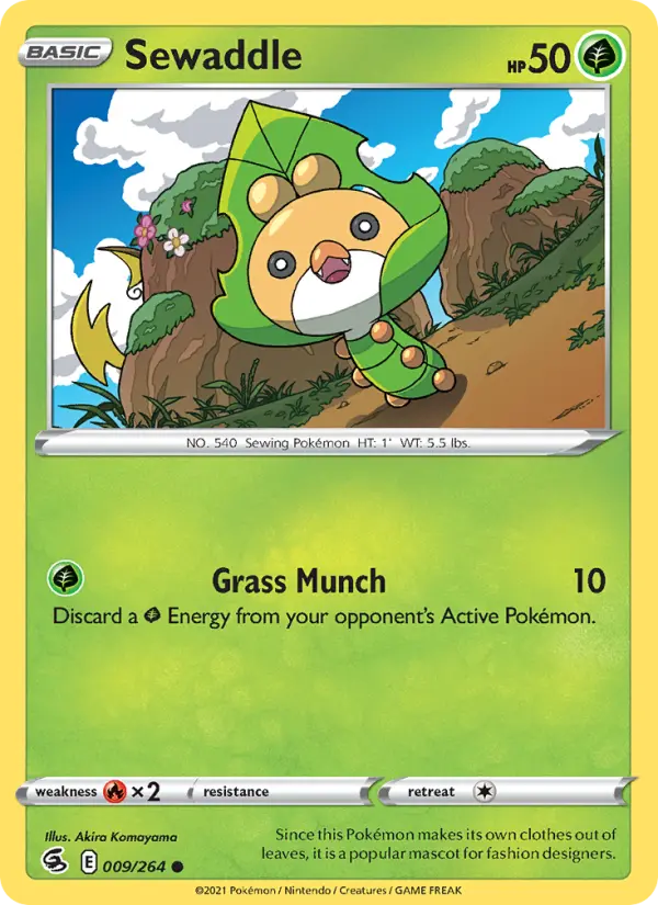 Sewaddle Common Pokemon card #9 from Fusion Strike