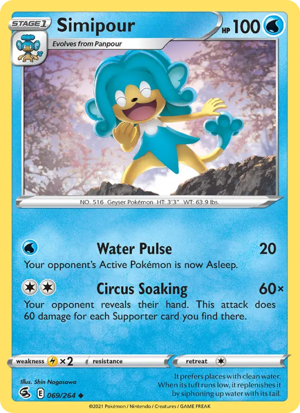 Simipour Uncommon Pokemon card #69 from Fusion Strike