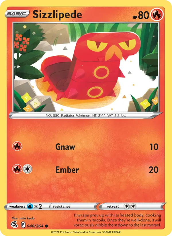 Sizzlipede Common Pokemon card #46 from Fusion Strike
