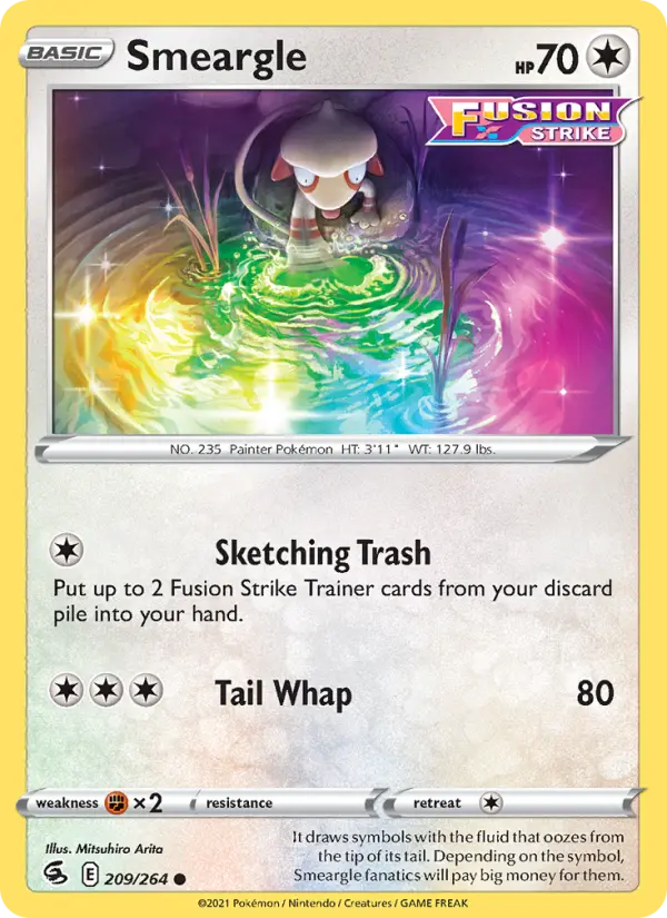 Smeargle Common Pokemon card #209 from Fusion Strike