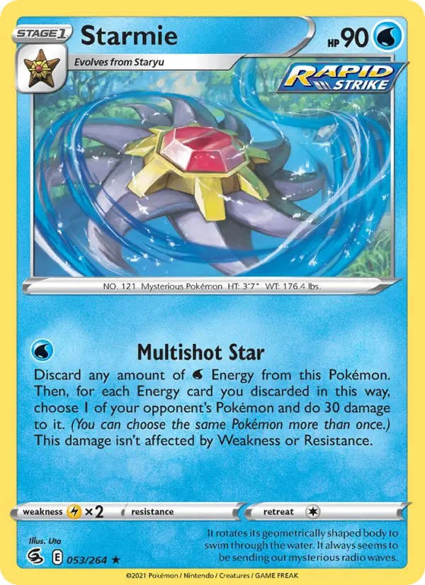 Starmie Holo Rare Pokemon card #53 from Fusion Strike