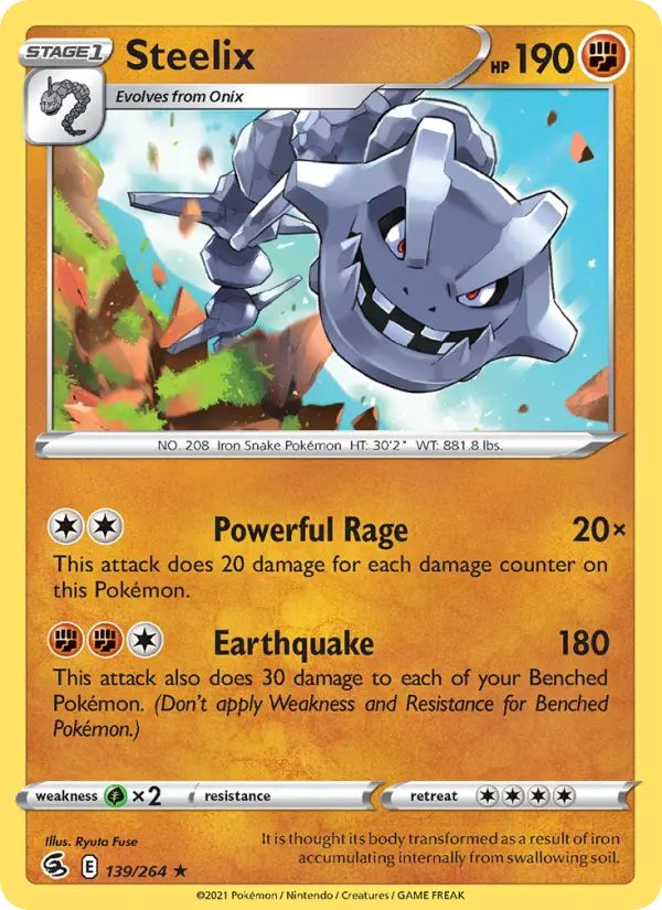 Steelix Holo Rare Pokemon card #139 from Fusion Strike