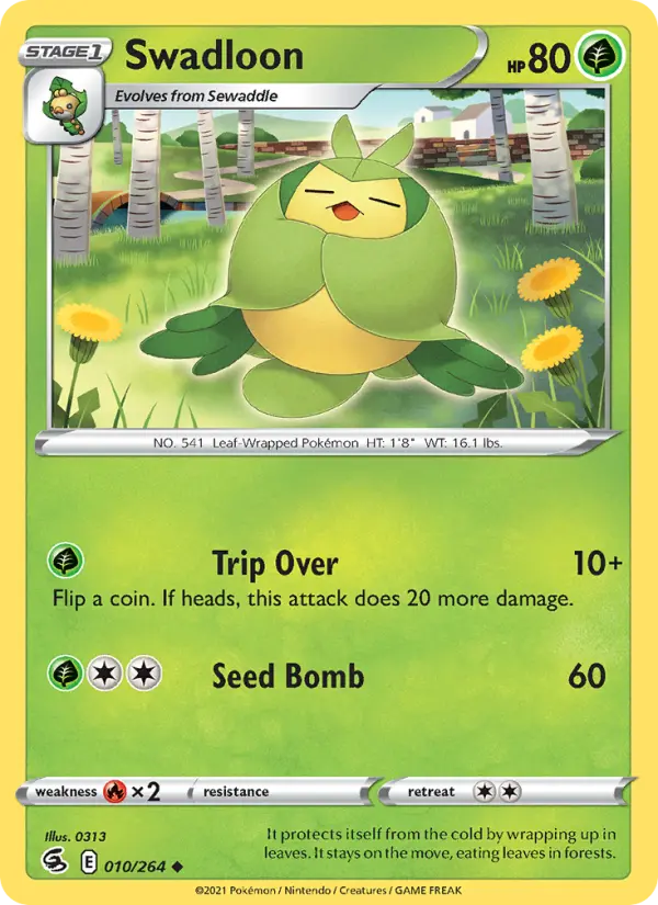 Swadloon Uncommon Pokemon card #10 from Fusion Strike