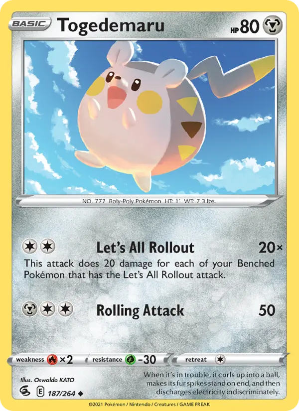 Togedemaru Uncommon Pokemon card #187 from Fusion Strike