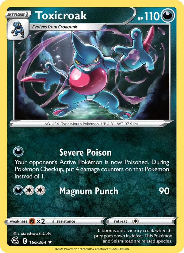 Toxicroak Rare Pokemon card #166 from Fusion Strike