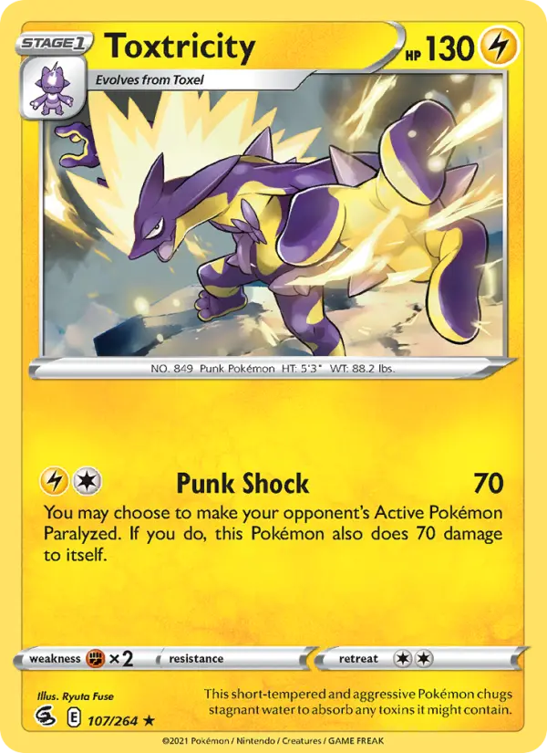 Toxtricity Holo Rare Pokemon card #107 from Fusion Strike