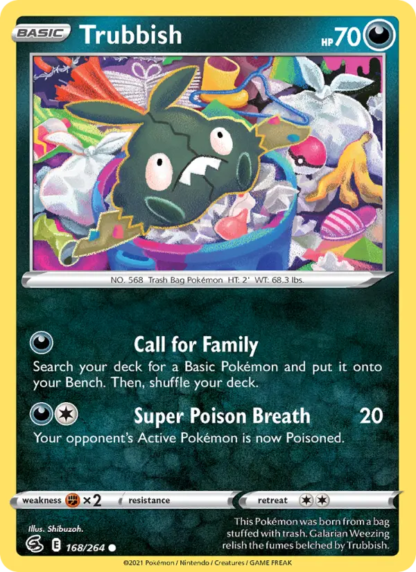 Trubbish Common Pokemon card #168 from Fusion Strike