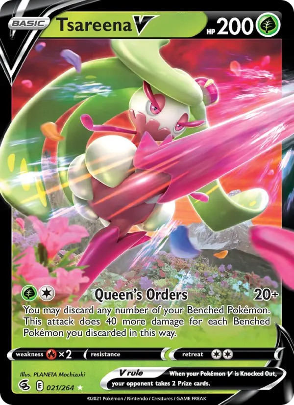 Tsareena V Holo Rare V Pokemon card #21 from Fusion Strike