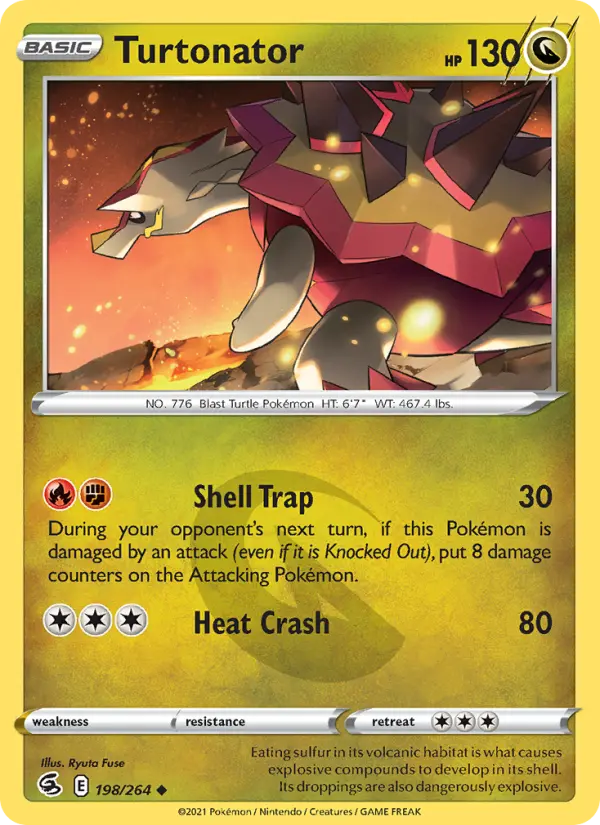 Turtonator Uncommon Pokemon card #198 from Fusion Strike