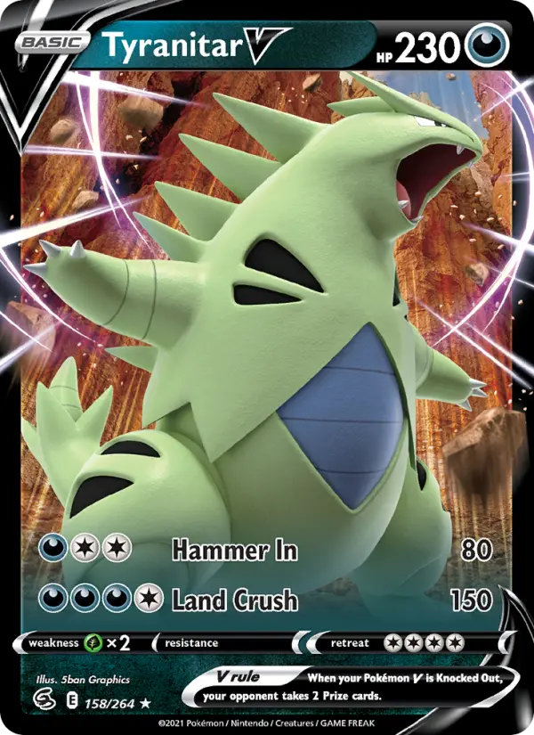 Tyranitar V Holo Rare V Pokemon card #158 from Fusion Strike