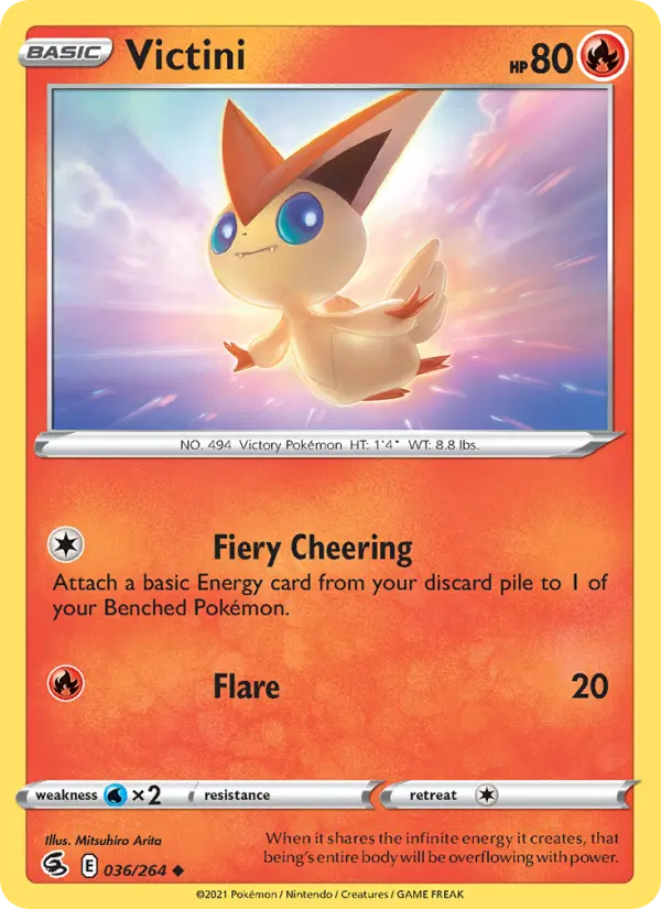 Victini Uncommon Pokemon card #36 from Fusion Strike