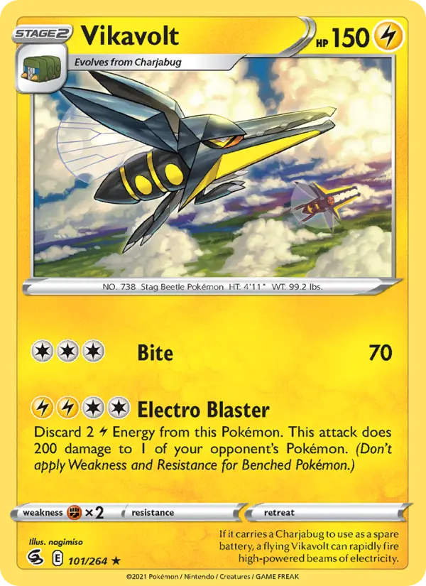 Vikavolt Rare Pokemon card #101 from Fusion Strike