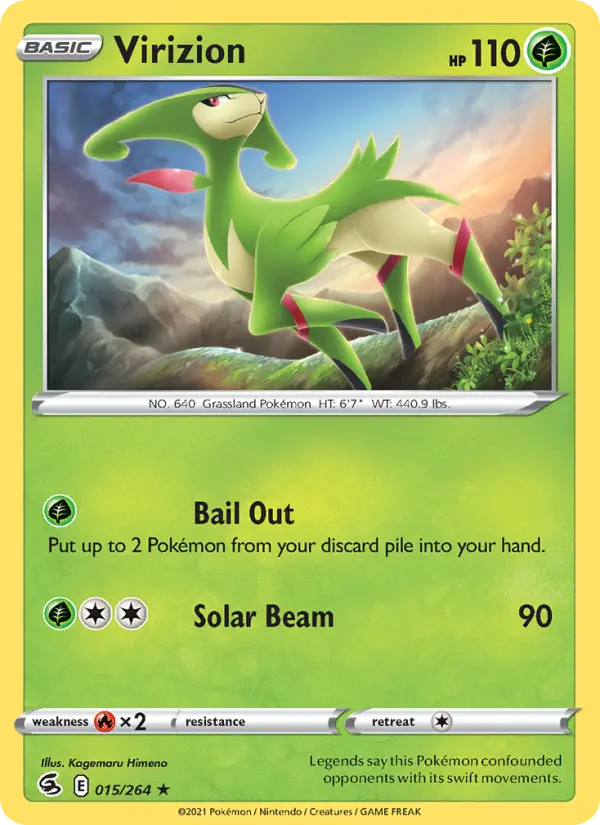Virizion Rare Pokemon card #15 from Fusion Strike