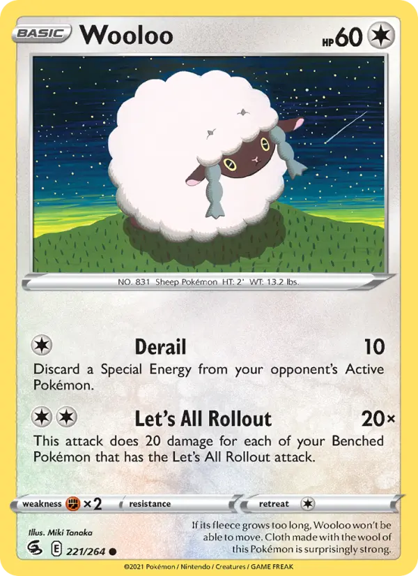 Wooloo Common Pokemon card #221 from Fusion Strike