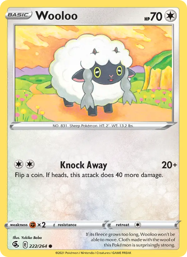 Wooloo Common Pokemon card #222 from Fusion Strike