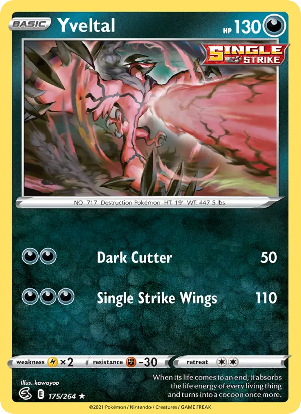 Yveltal Rare Pokemon card #175 from Fusion Strike