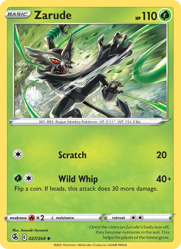 Zarude Uncommon Pokemon card #27 from Fusion Strike
