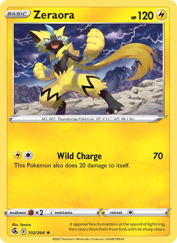 Zeraora Rare Pokemon card #102 from Fusion Strike