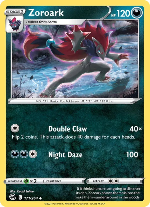Zoroark Uncommon Pokemon card #171 from Fusion Strike