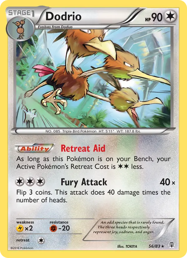Dodrio Rare Pokemon card #56 from Generations