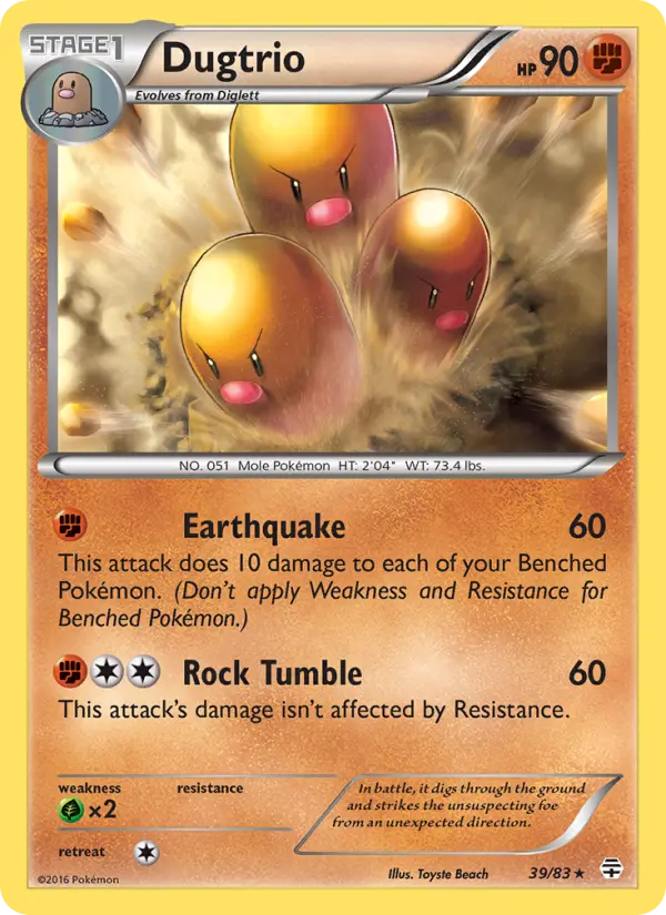Dugtrio Rare Pokemon card #39 from Generations