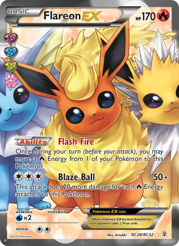 Flareon EX Ultra Rare Pokemon card #RC28 from Generations