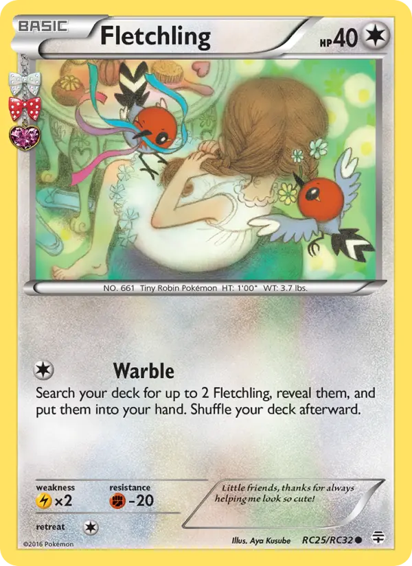 Fletchling Common Pokemon card #RC25 from Generations