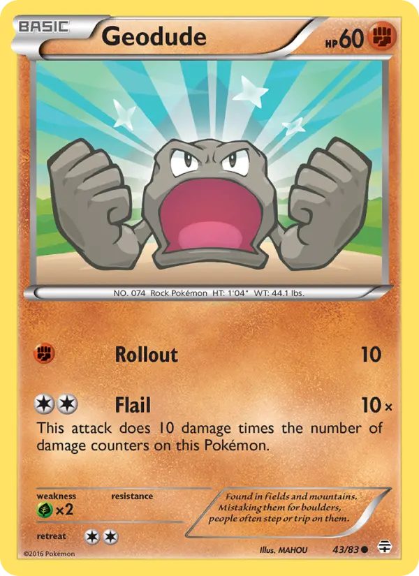 Geodude Common Pokemon card #43 from Generations