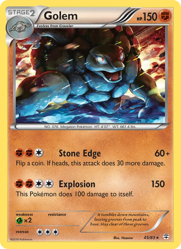 Golem Rare Pokemon card #45 from Generations
