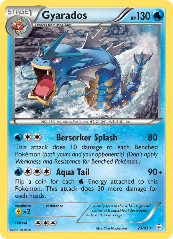 Gyarados Rare Pokemon card #23 from Generations